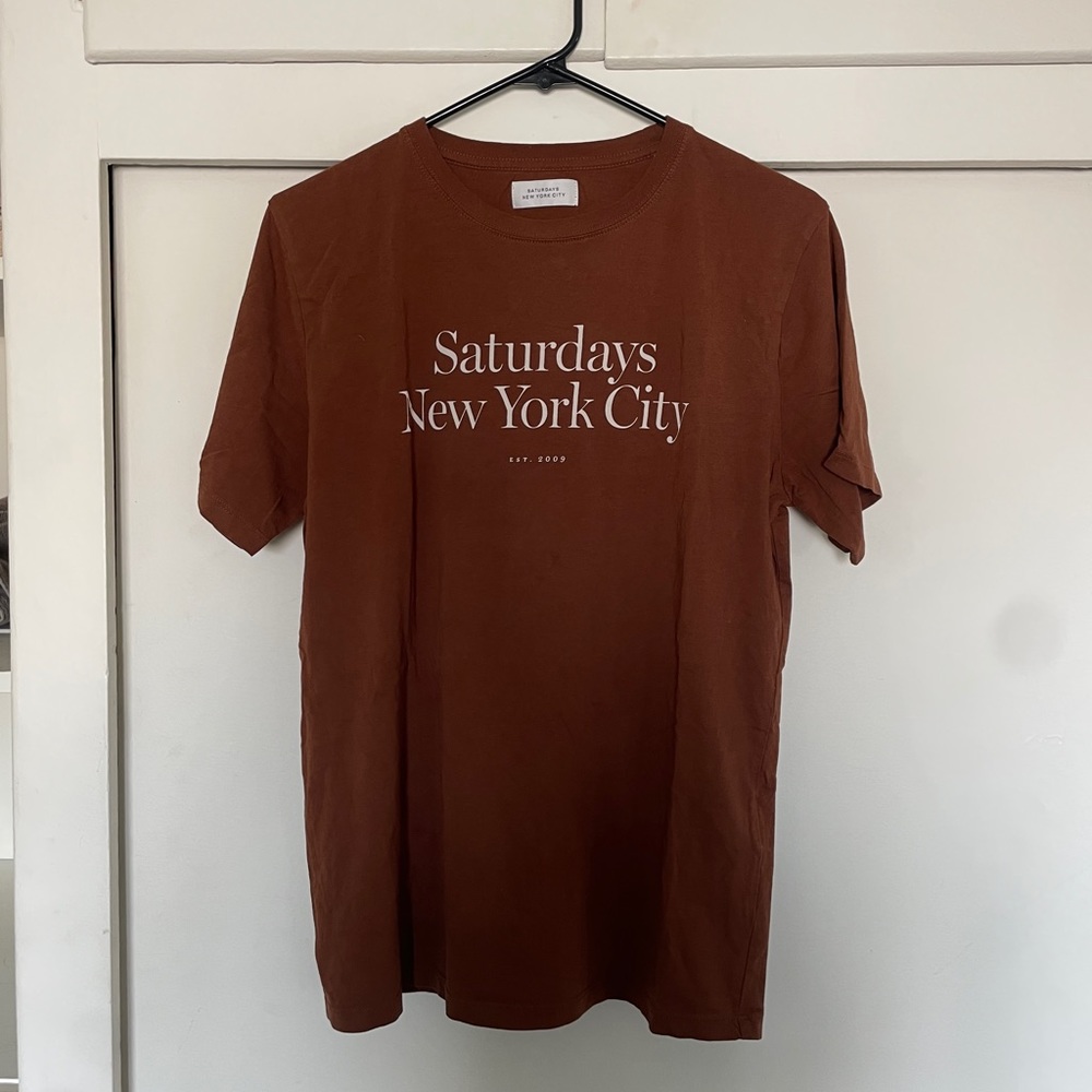 SATURDAYS NEW YORK CITY CHOCOLATE BROWN SHIRT SIZE M